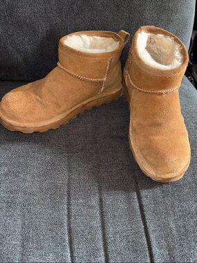 BearPaw Women’s Suede Shearling Boots - Chestnut